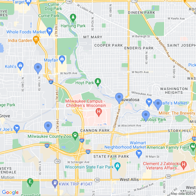 Map of veterinarians in Wauwatosa, WI