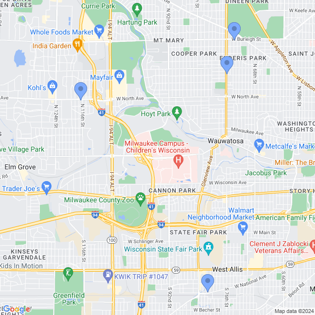 Map of veterinarians in Milwaukee, WI