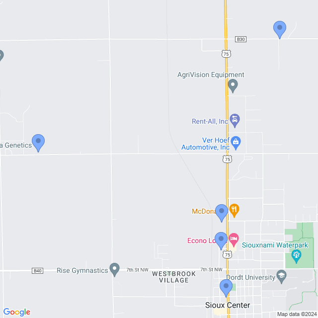 Map of veterinarians in Sioux Center, IA