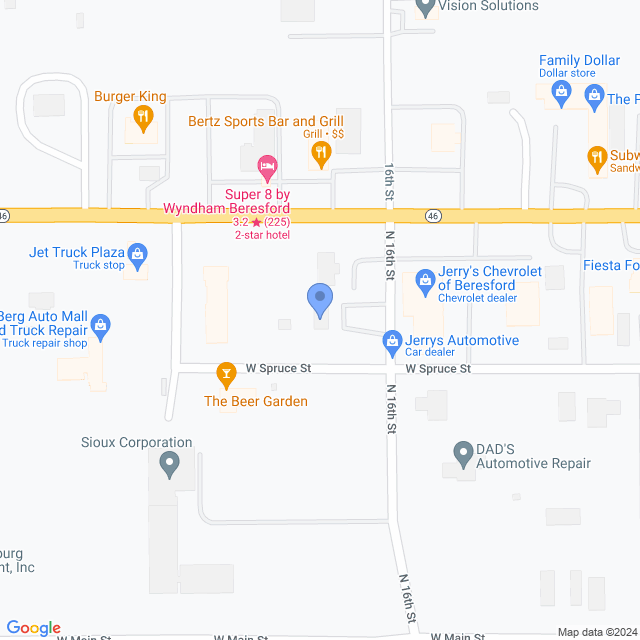 Map of veterinarians in Beresford, SD
