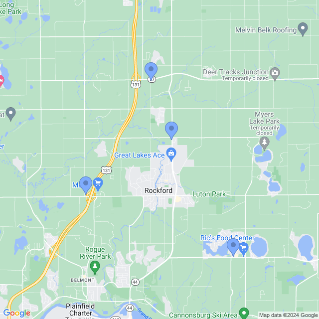 Map of veterinarians in Rockford, MI