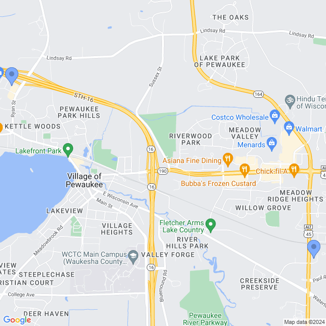 Map of veterinarians in Pewaukee, WI