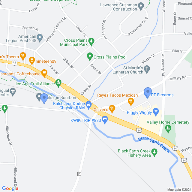 Map of veterinarians in Cross Plains, WI