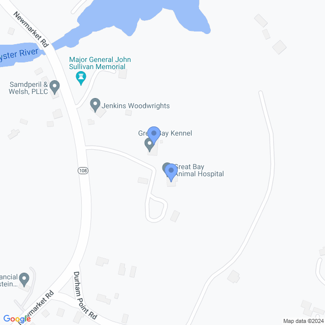 Map of veterinarians in Durham, NH