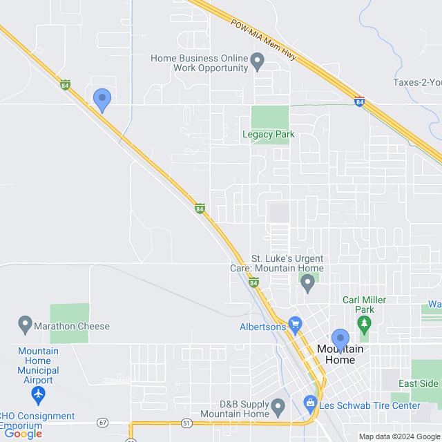 Map of veterinarians in Mountain Home, ID