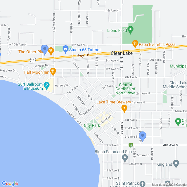 Map of veterinarians in Clear Lake, IA