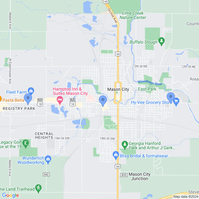 Map of veterinarians in Mason City, IA
