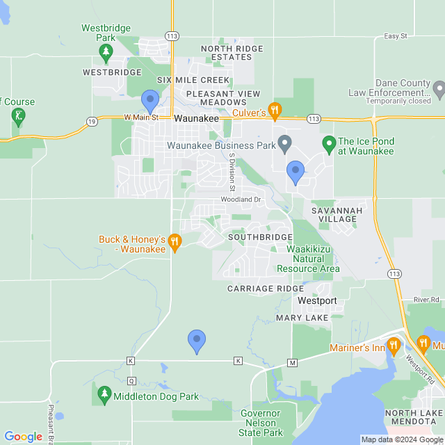 Map of veterinarians in Waunakee, WI