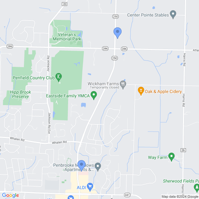 Map of veterinarians in Penfield, NY