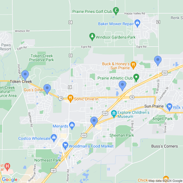 Map of veterinarians in Sun Prairie, WI