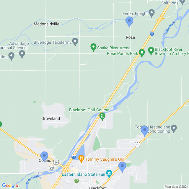 Map of veterinarians in Blackfoot, ID