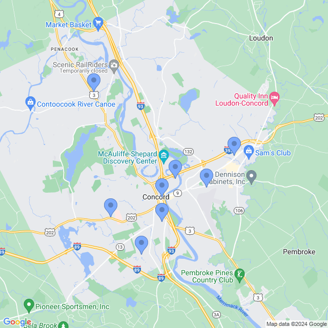 Map of veterinarians in Concord, NH