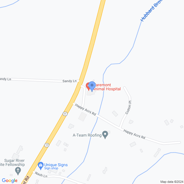 Map of veterinarians in Claremont, NH