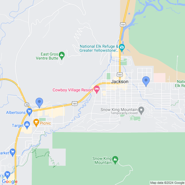 Map of veterinarians in Jackson, WY
