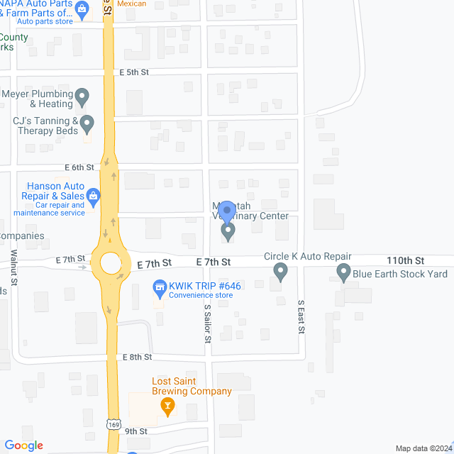 Map of veterinarians in Blue Earth, MN