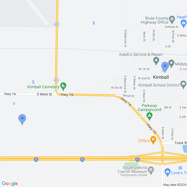 Map of veterinarians in Kimball, SD