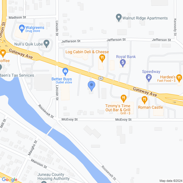 Map of veterinarians in Mauston, WI