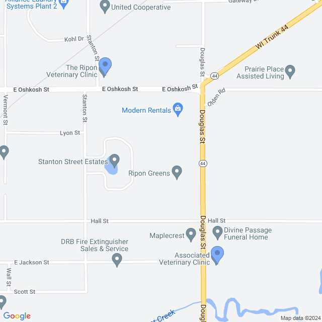 Map of veterinarians in Ripon, WI