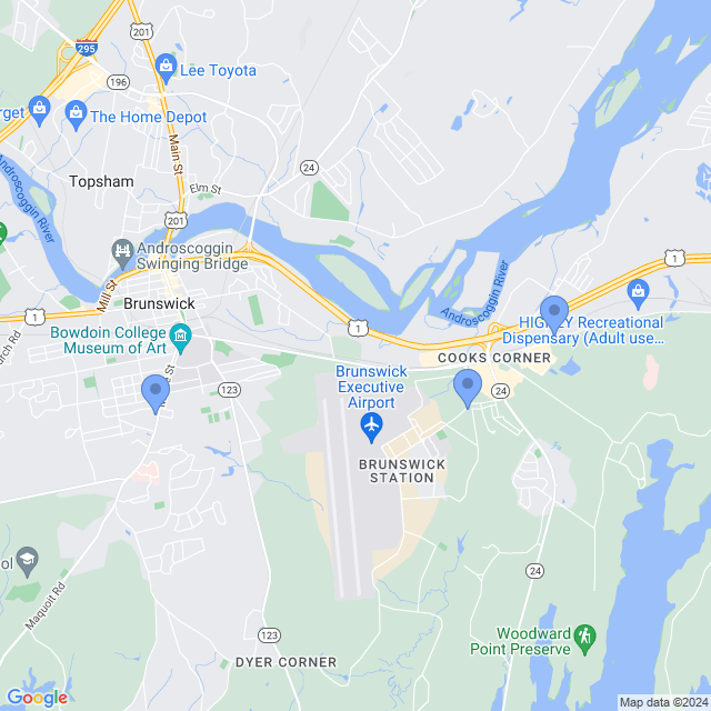 Map of veterinarians in Brunswick, ME