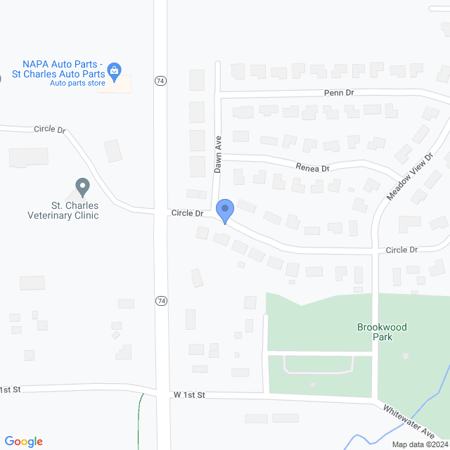 Map of veterinarians in St Charles, MN