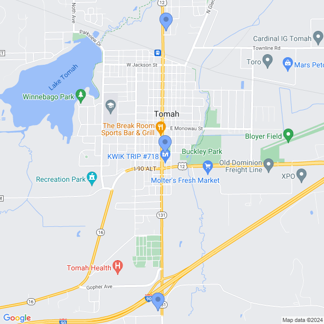 Map of veterinarians in Tomah, WI