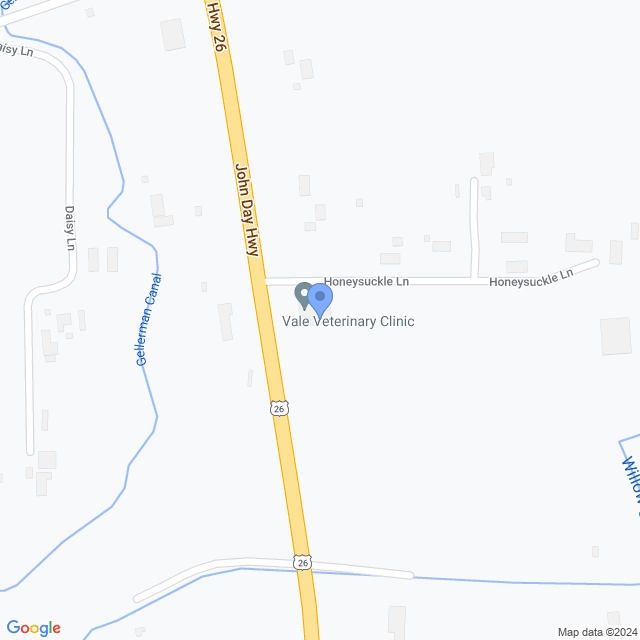 Map of veterinarians in Vale, OR