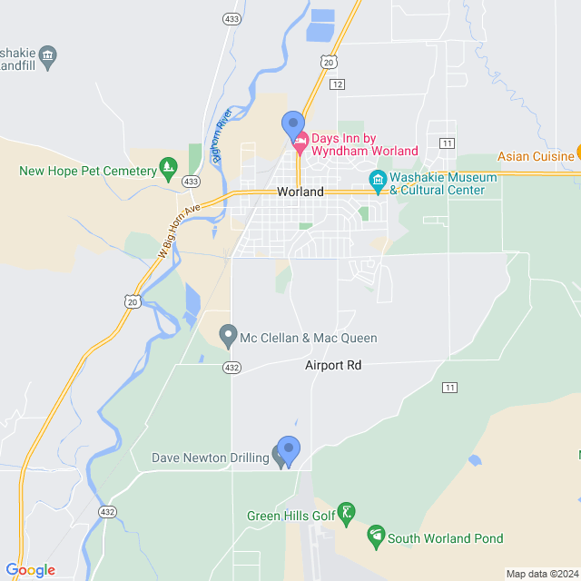 Map of veterinarians in Worland, WY