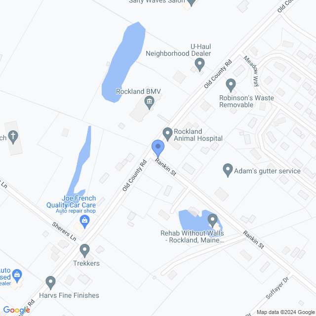 Map of veterinarians in Rockland, ME