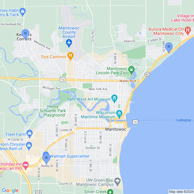 Map of veterinarians in Manitowoc, WI