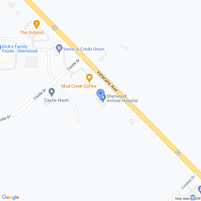 Map of veterinarians in Sherwood, WI