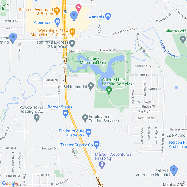 Map of veterinarians in Gillette, WY