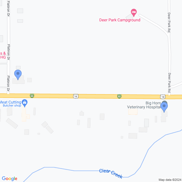 Map of veterinarians in Buffalo, WY