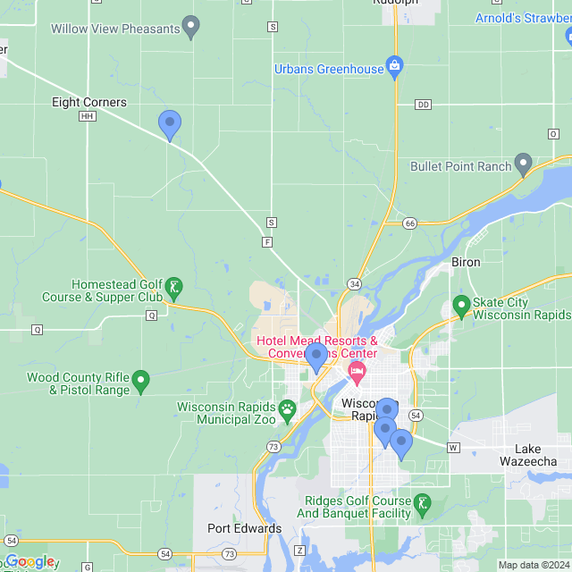 Map of veterinarians in Wisconsin Rapids, WI