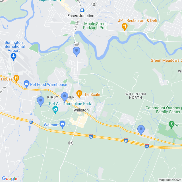 Map of veterinarians in Williston, VT