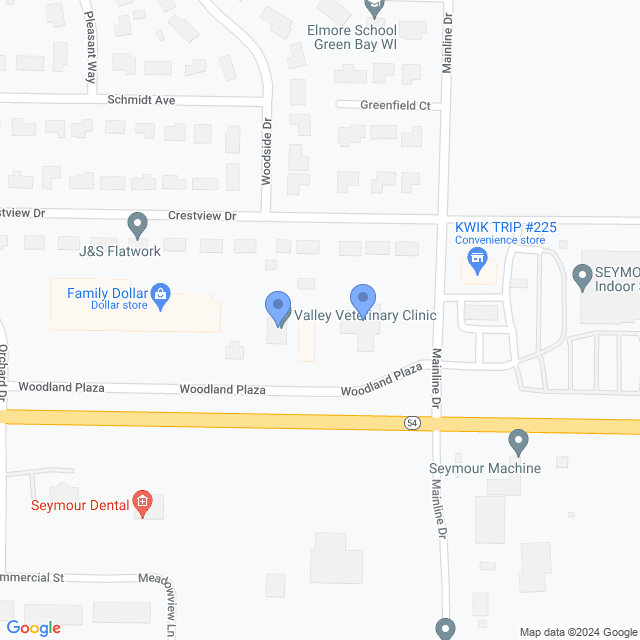 Map of veterinarians in Seymour, WI