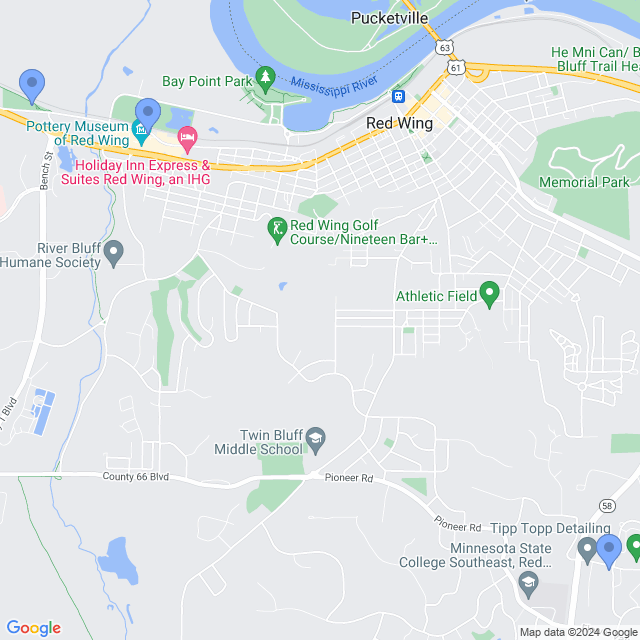 Map of veterinarians in Red Wing, MN