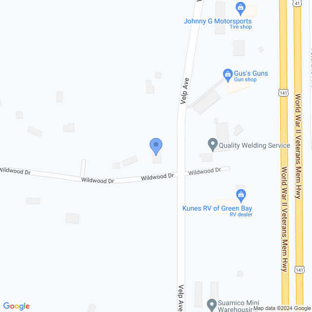 Map of veterinarians in Suamico, WI