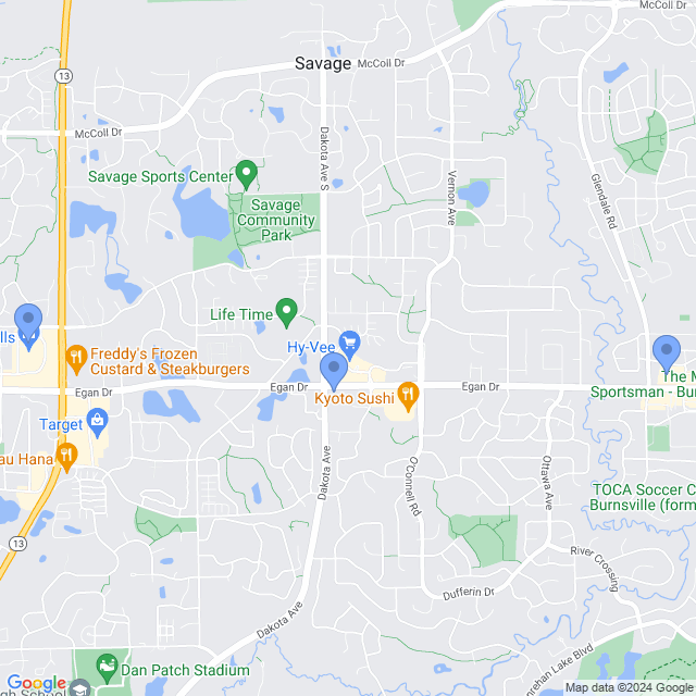 Map of veterinarians in Savage, MN