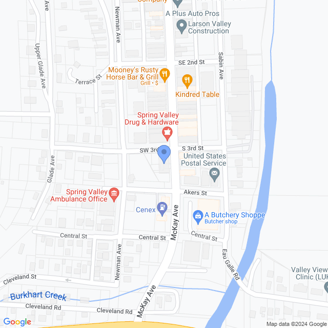 Map of veterinarians in Spring Valley, WI
