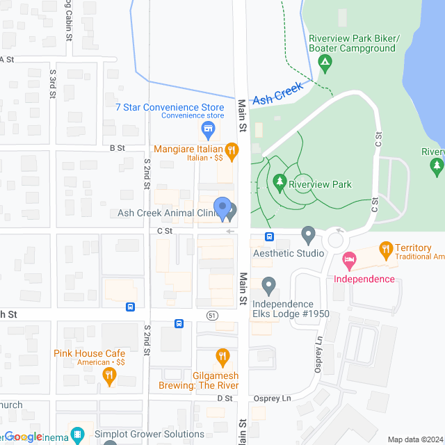 Map of veterinarians in Independence, OR