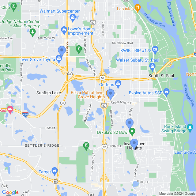 Map of veterinarians in Inver Grove Hts, MN
