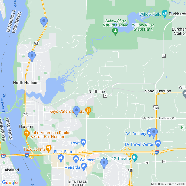 Map of veterinarians in Hudson, WI