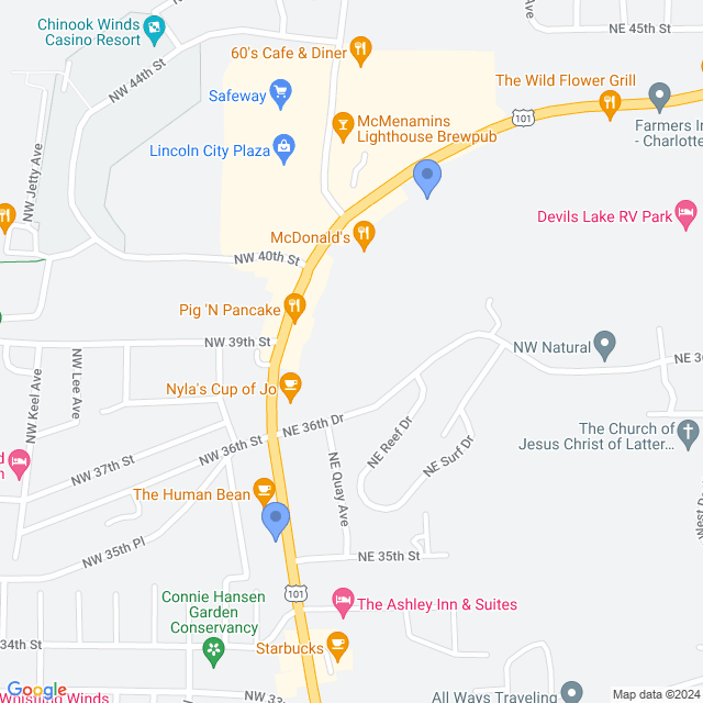 Map of veterinarians in Lincoln City, OR
