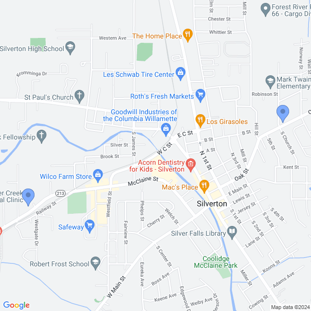 Map of veterinarians in Silverton, OR
