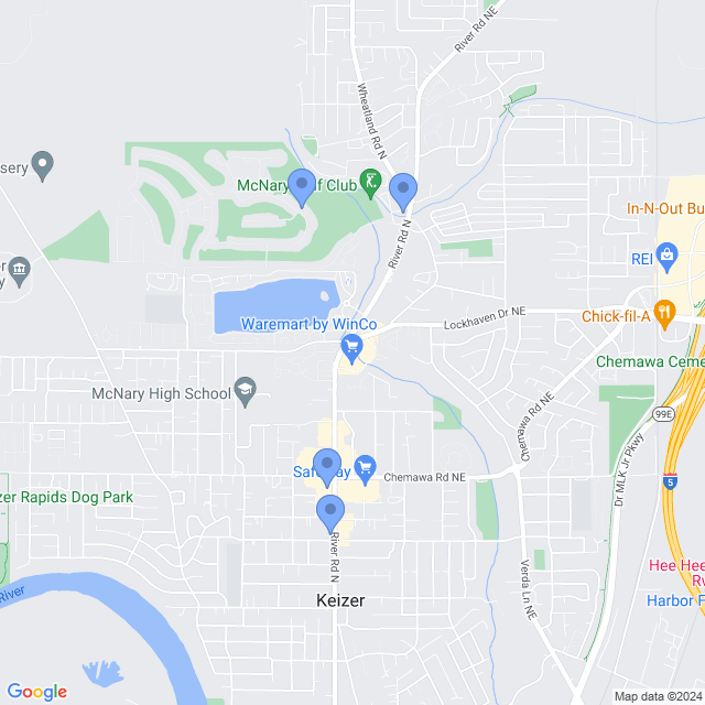 Map of veterinarians in Keizer, OR
