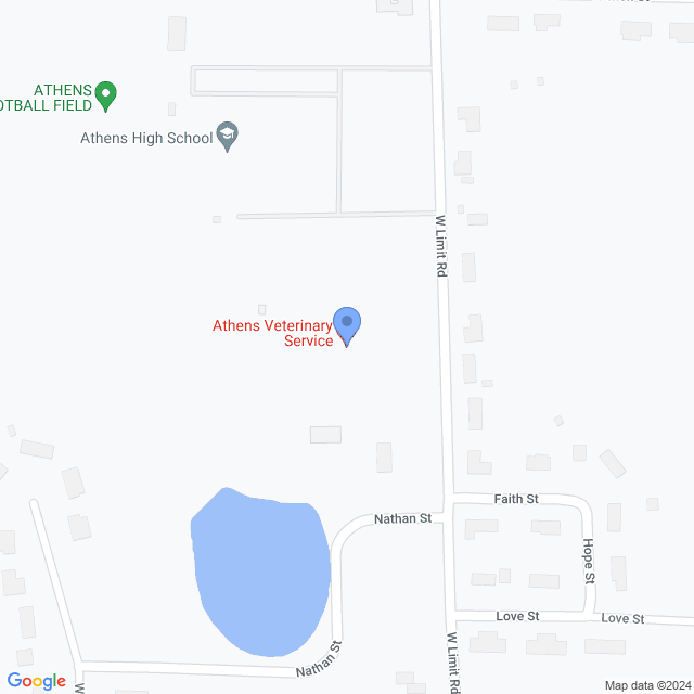 Map of veterinarians in Athens, WI