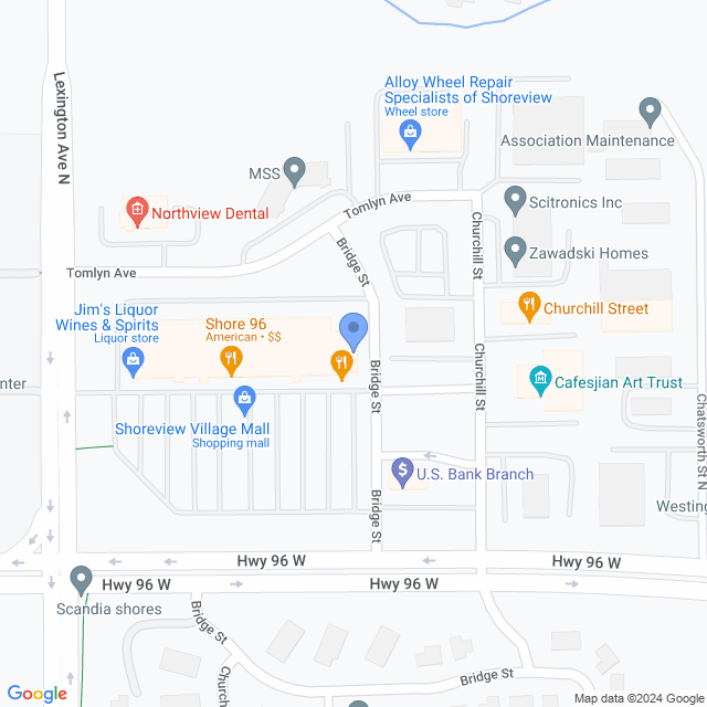 Map of veterinarians in Shoreview, MN