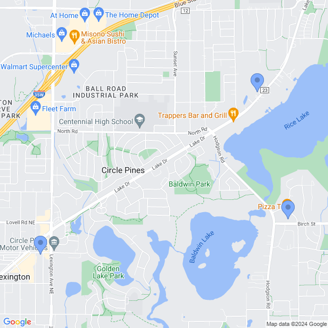 Map of veterinarians in Circle Pines, MN