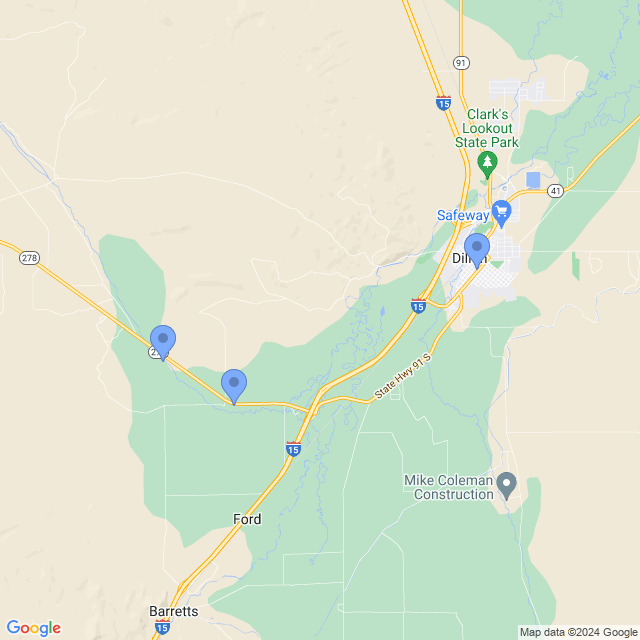 Map of veterinarians in Dillon, MT