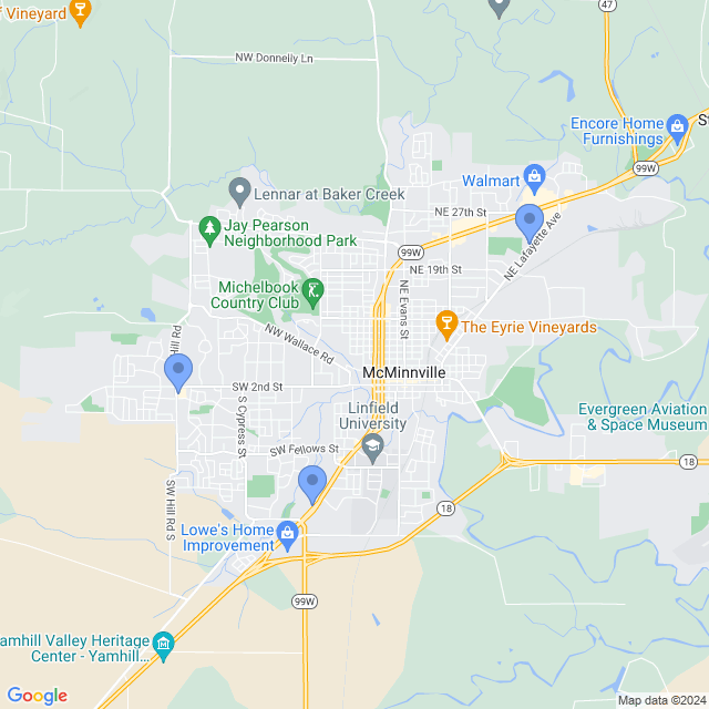Map of veterinarians in Mcminnville, OR